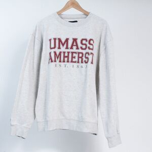 Jansport Gray UMASS Amherst College Campus Vintage Crew Neck Sweatshirt Size XL
